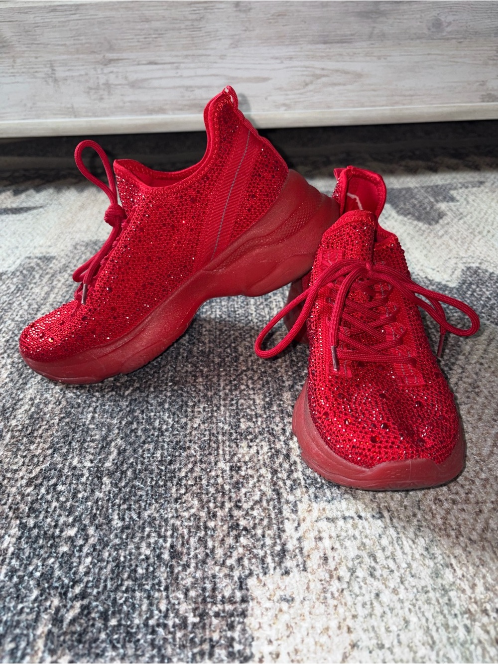 Red rhinestone sneakers